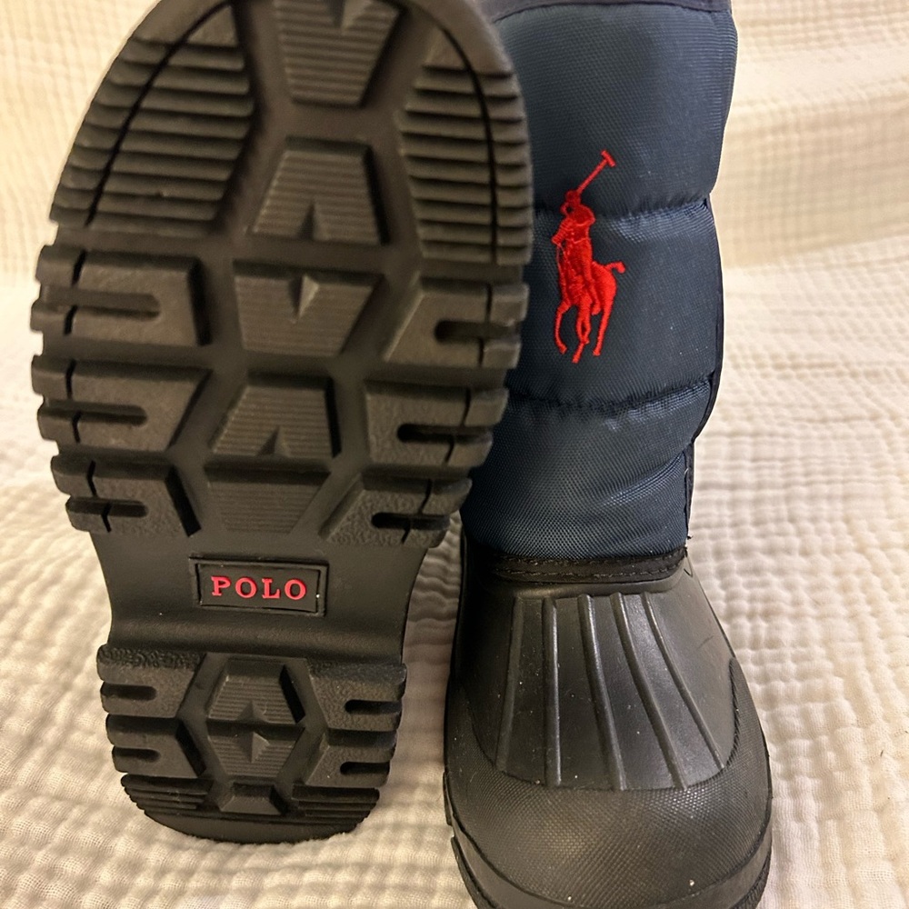 Polo RALPH LAUREN Snow boots US size 2 BOYS Navy, red lining, black rubber soles - Picture 12 of 13